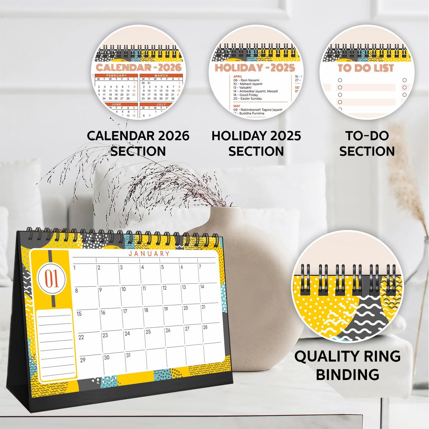 Undated Desk Calendar 2025 Planner