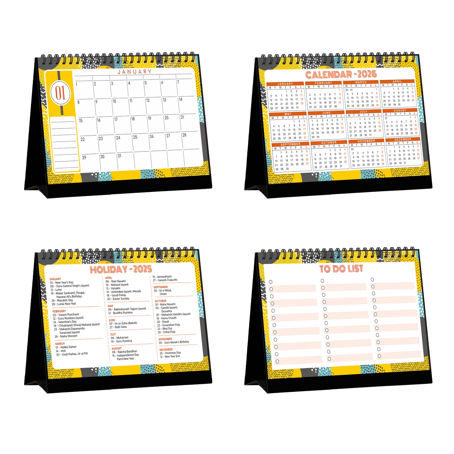 Undated Desk Calendar 2025 Planner