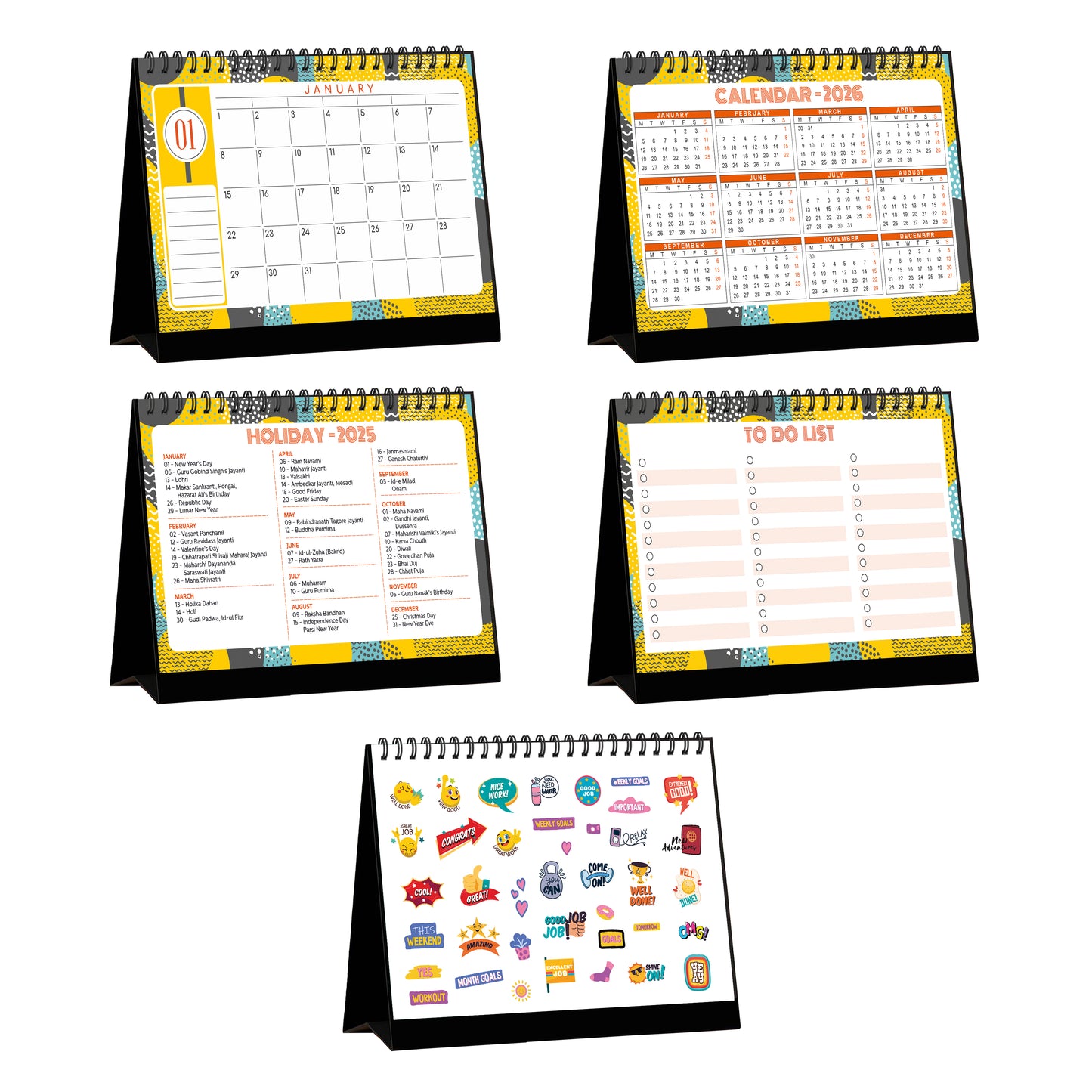 Undated Desk Calendar 2025 Planner