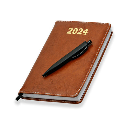 Dated Diary Corporate Gift Set | Executive Faux Leather Planner | Organizer New Year 2024 Business Writing | Gift Set with pen.