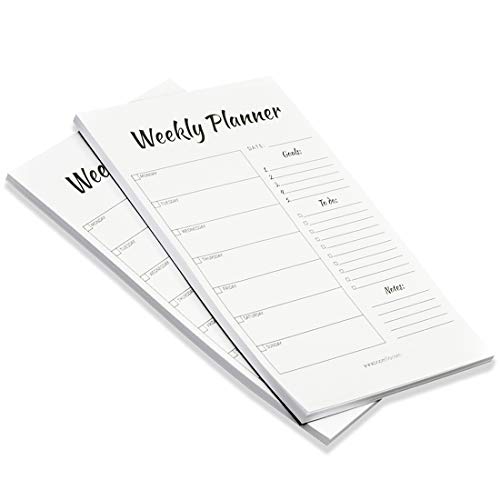 Weekly Goal Planner to do List Pad School Family Life Work Personal Notes Notepad 50 Easy Tear Off Sheets Each Set of 2 Writing Pads.