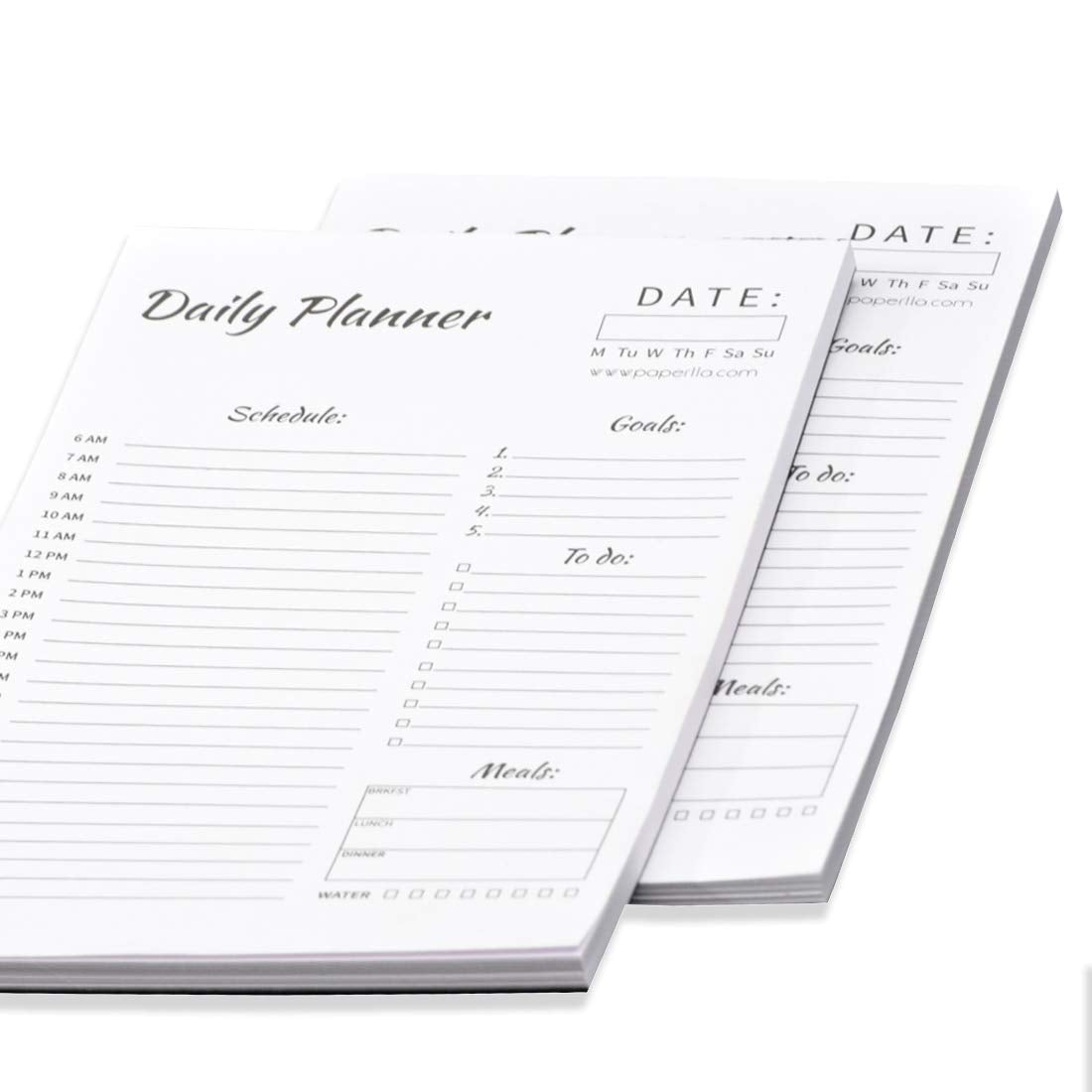Daily to DO List Notepad| Desktop Planner PAD with Schedule, Meal and Water Intake Tracker, Reminder| Cute Home Office School Supplies |UNDATED 50 Sheets Each|Set of 2 Writing Pads