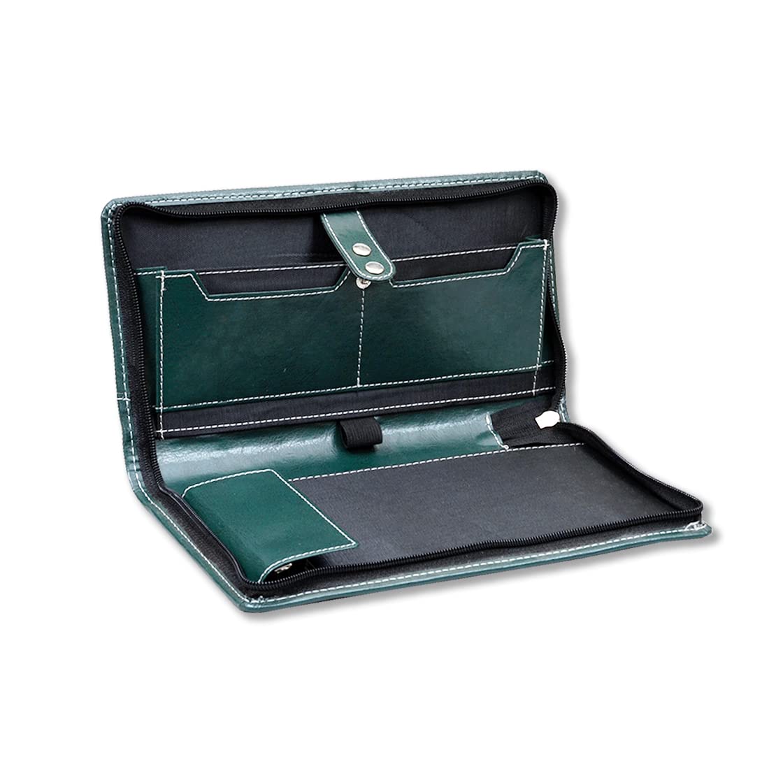 All in ONE Green Expendable Leatherette Cheque Book Holder - Document Holder for men and women