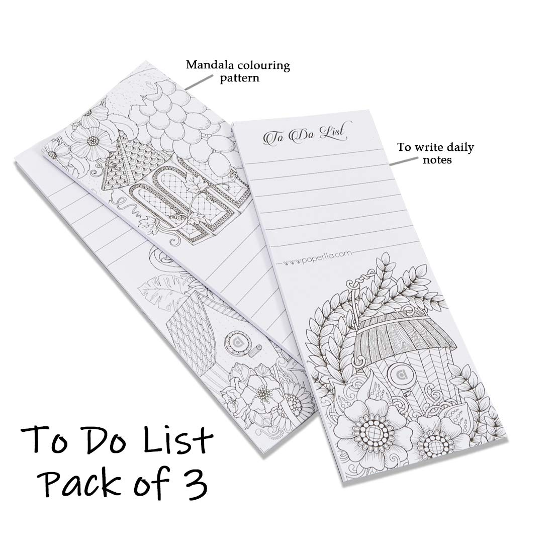 Notepad | Mandala | DOODLING to Do List Set of 3 Memo Pads