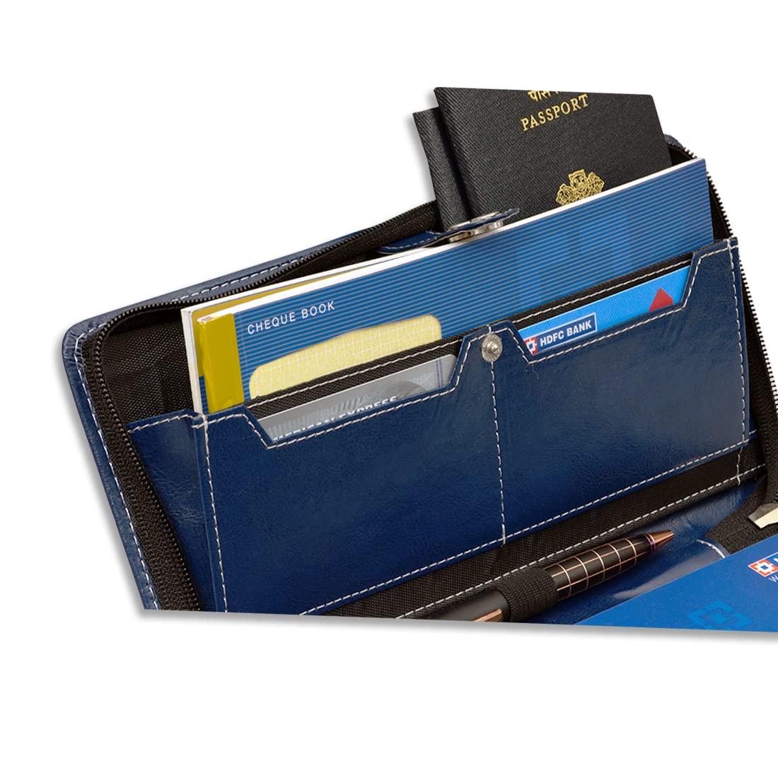 Blue Office Documents / Cheque Book Holder Organizer / Passport / Office Stationery Items holders for men and women.