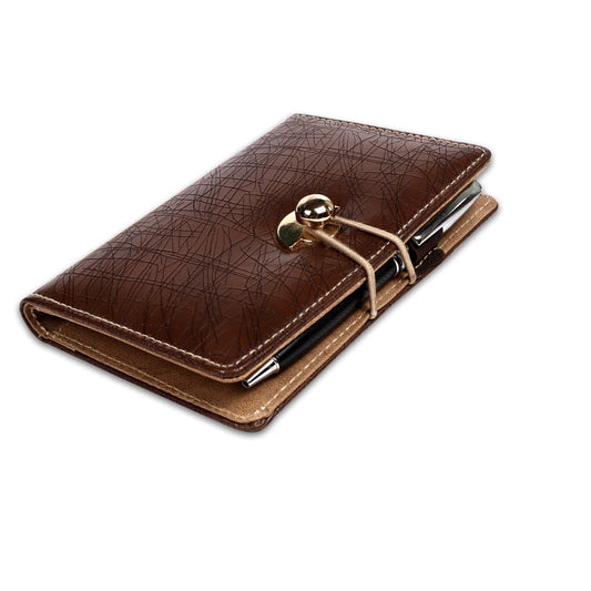 Brown executive notebook pocket undated diary/planner with Elastic Lock.