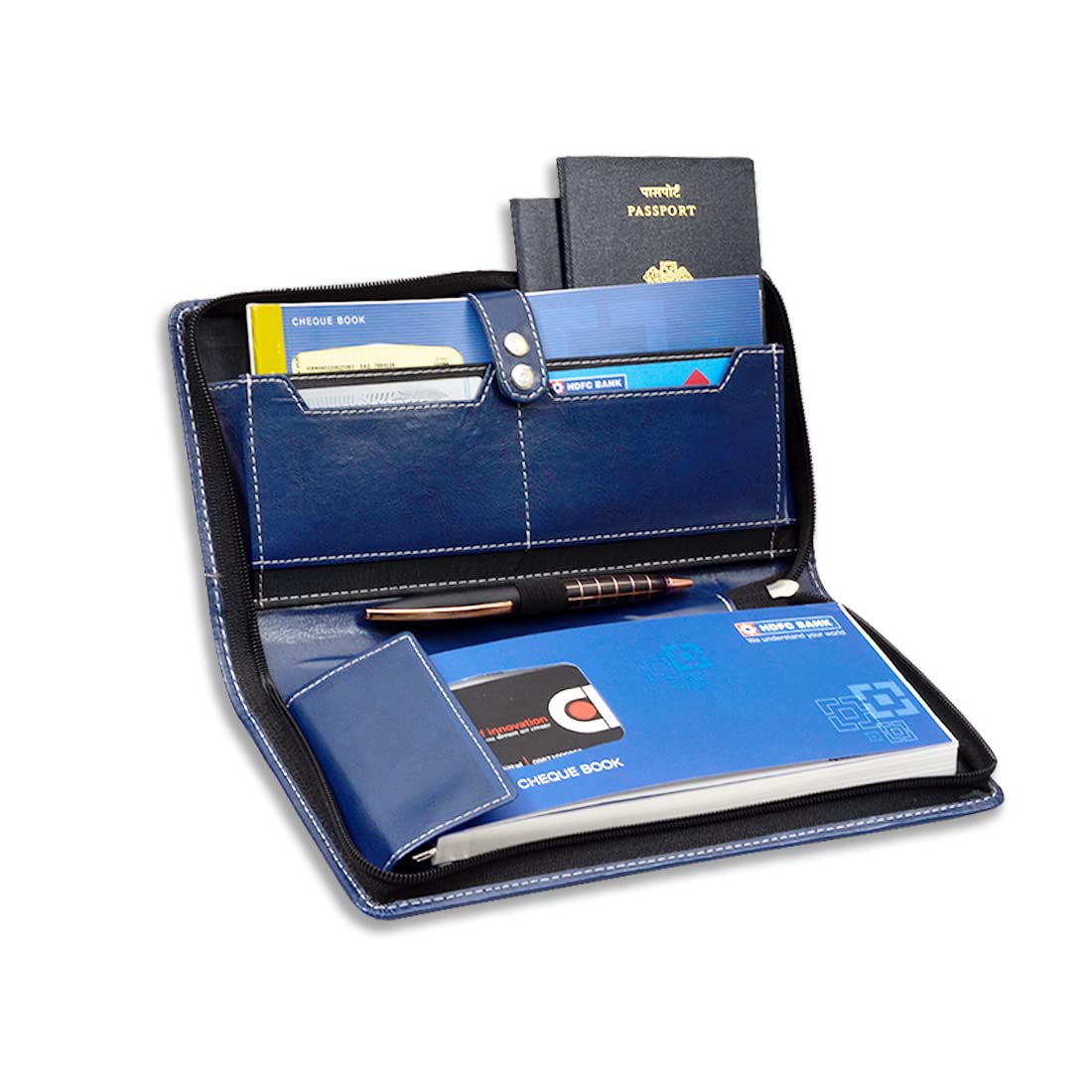 Blue Office Documents / Cheque Book Holder Organizer / Passport / Office Stationery Items holders for men and women.