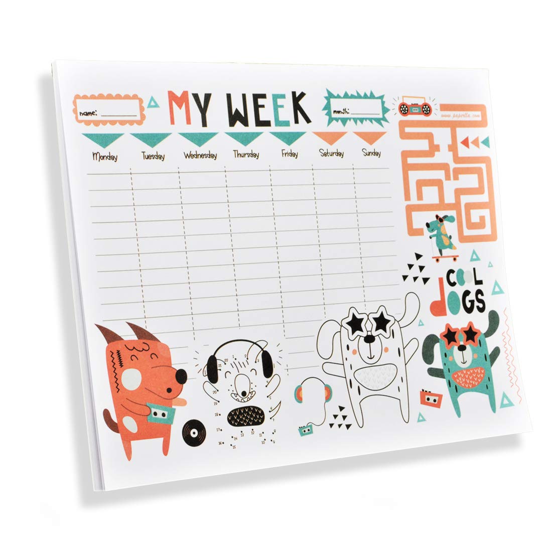 Writing Pad Activity Planner/Designer My Week Dog Lovers Notepad with Activity and to Do List for Home Office Work
