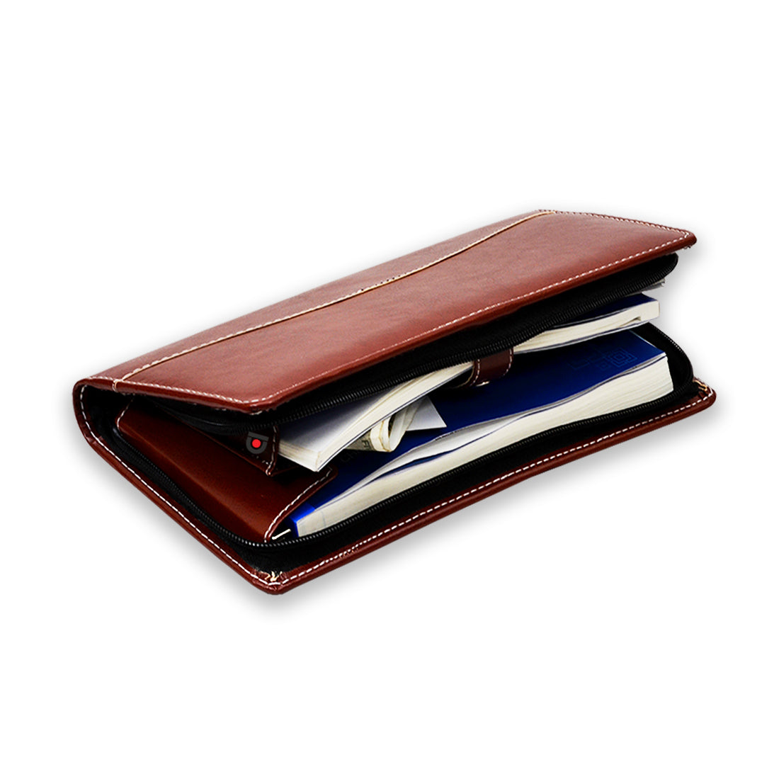 Brown All in ONE Expendable Leatherette Cheque Book Holder - Document Holder  .