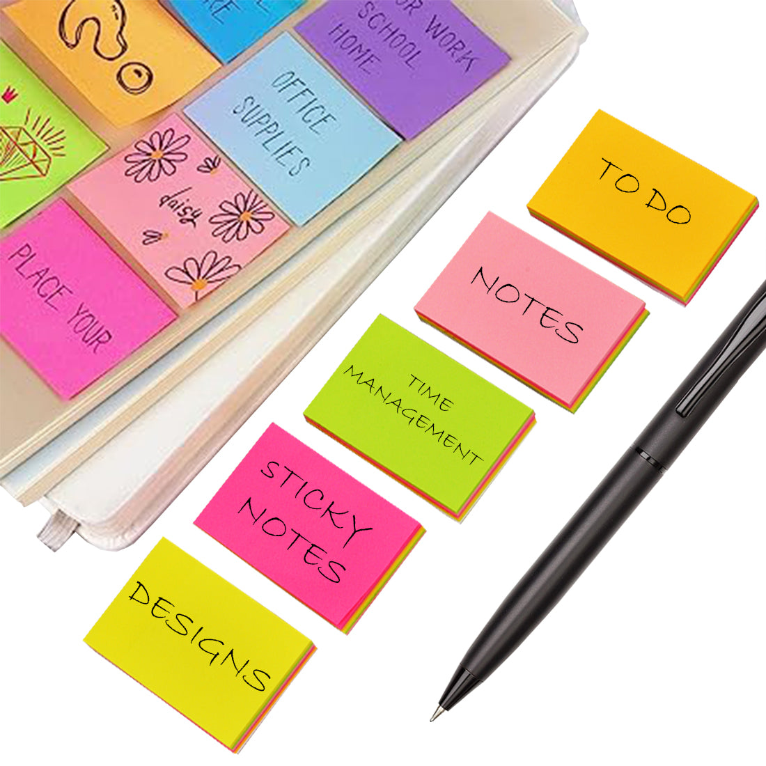 Sticky Notes Pad, Pocket-Size (2 x 3 Notes, 500 Sheets, Assorted Colours)