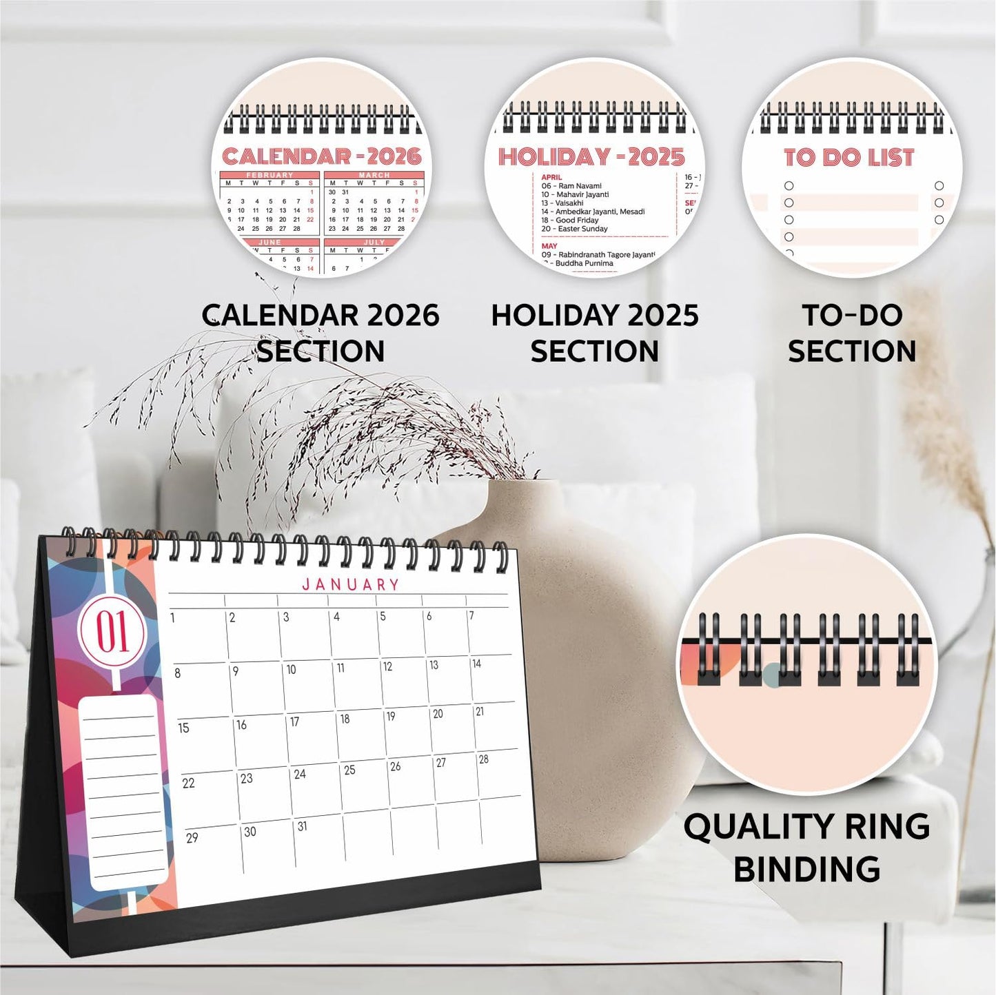 Desk Undated Calendar 2025