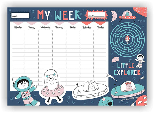 My Week Planner Writing Pad/Little Explorer Space Fun Activity Notepad for Daily, Weekly to Do List