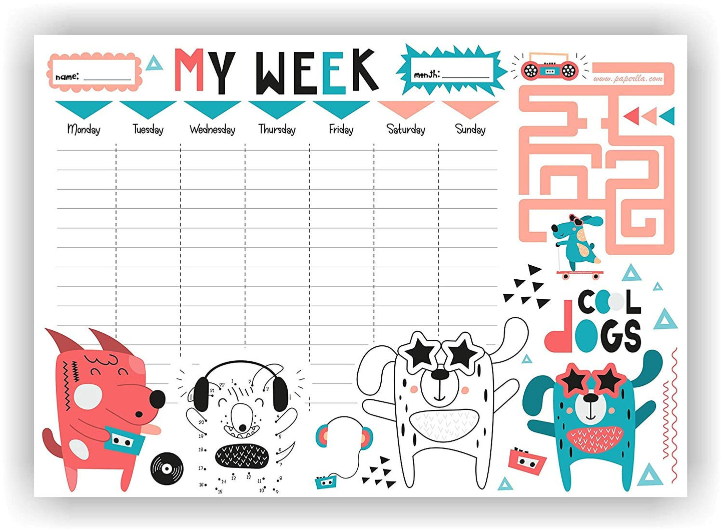 Writing Pad Activity Designer/Planner My Week Dog Lovers Notepad with Activity and to Do List for Home Office Work