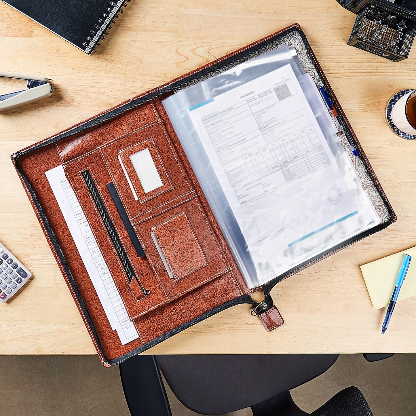 Brown Leatherette Material Professional File Folder for Certificates and Documents with 20 Leafs (Approx.)