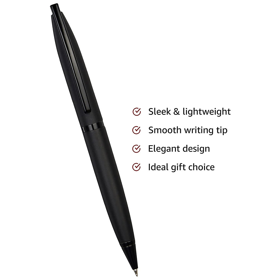 Elegant Ballpoint Pen with Classy Stainless Steel Body (Vintage Black, Blue Ink)