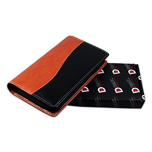 Expendable Leatherite Multiple Cheque Book Holder/Document Holder (Black And Brown)