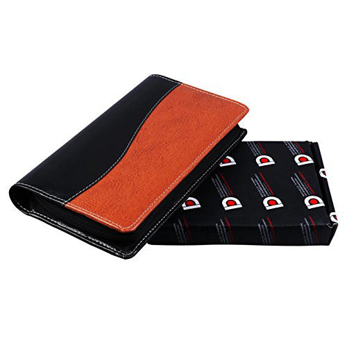 Expendable Leatherette Multiple Cheque Book Holder / Document Holder (Brown And Black)