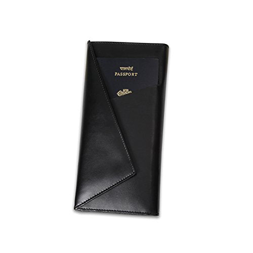 Faux Leather Multiple Passport Cover Holder Pouch / Passport Document Folder for Men (Raven Black)