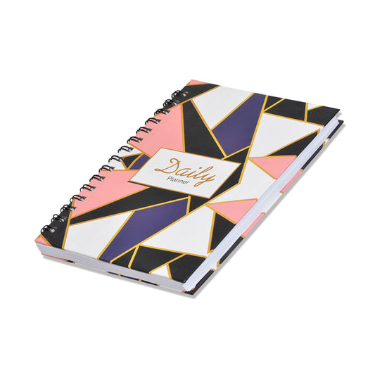 Student Planner – Academic Planner with Abstract Design, Notes, Meals, to Do List and Hard Cover with Strong Black Double Spiral Binding