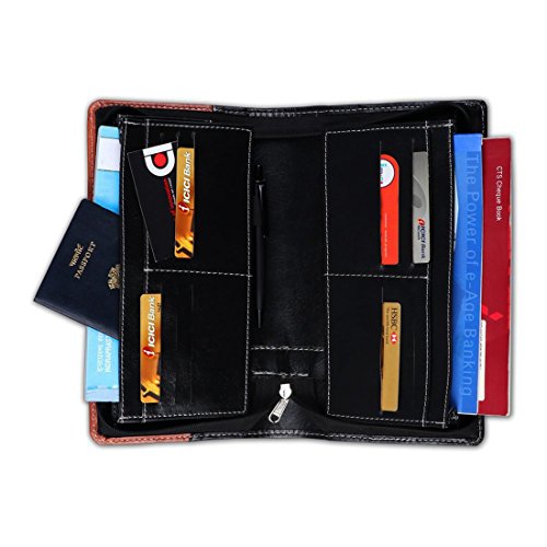 Expendable Leatherette Multiple Cheque Book Holder / Document Holder (Brown And Black)