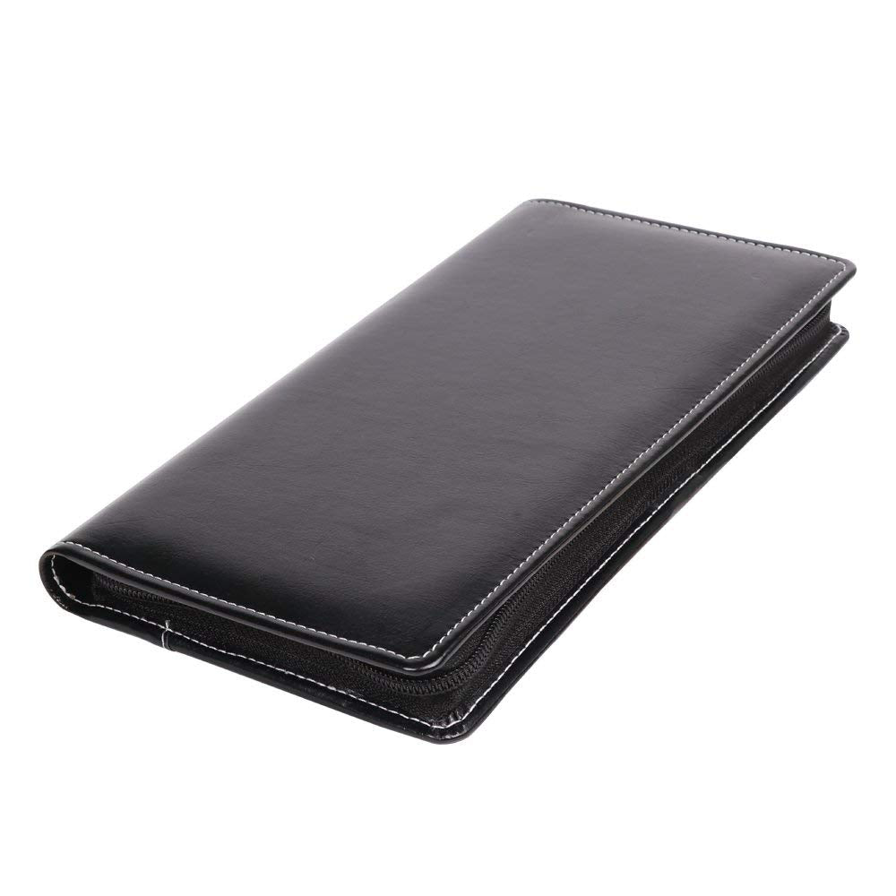 Ink Black Leatherette Expandable Cheque Book Holder/Document Holder