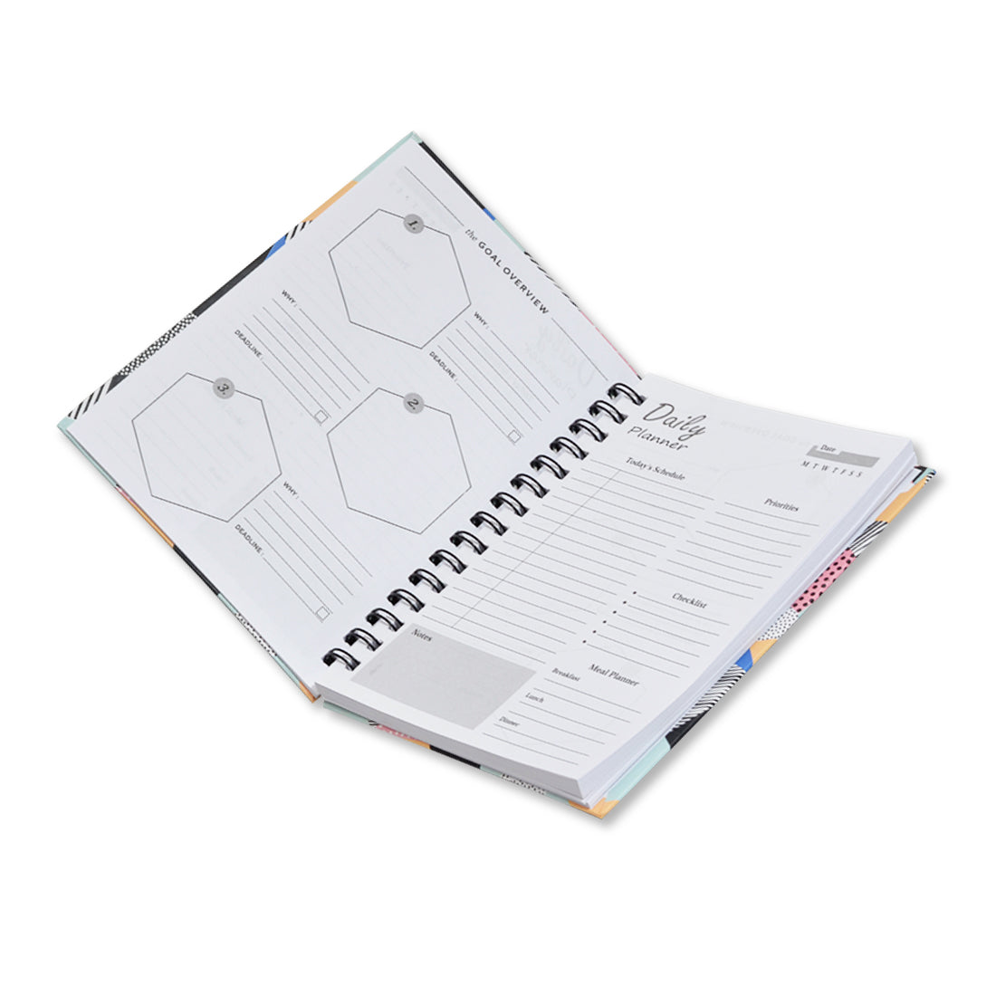 Undated Pocket Planner Calendar, Schedule with to-Do List Days Hourly Daily Diary (Set of 2)