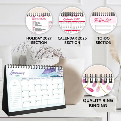 2026 Table Calendar | Desk Calendar for Office & Home | 12-Month Planner from January to December 2026 | Premium 300 GSM Paper | 5" x 8.25" Compact Desktop Calendar