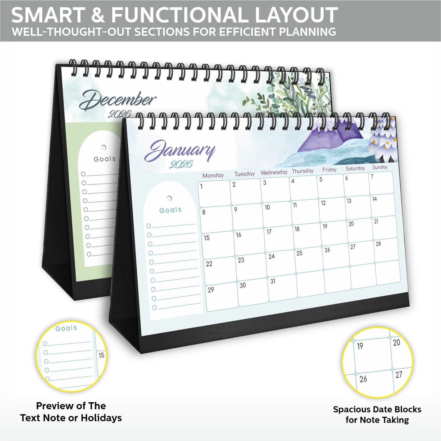 2026 Table Calendar | Desk Calendar for Office & Home | 12-Month Planner from January to December 2026 | Premium 300 GSM Paper | 5" x 8.25" Compact Desktop Calendar