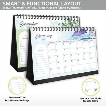 2026 Table Calendar | Desk Calendar for Office & Home | 12-Month Planner from January to December 2026 | Premium 300 GSM Paper | 5" x 8.25" Compact Desktop Calendar