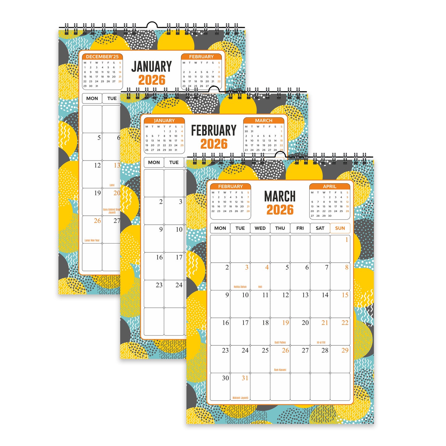 Dated 2026 Wall Calendar Perfect Large Modern Calendar Planning for Easy Organizing 12 x17 inch 12 Sheet