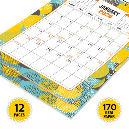 Dated 2026 Wall Calendar Perfect Large Modern Calendar Planning for Easy Organizing 12 x17 inch 12 Sheet