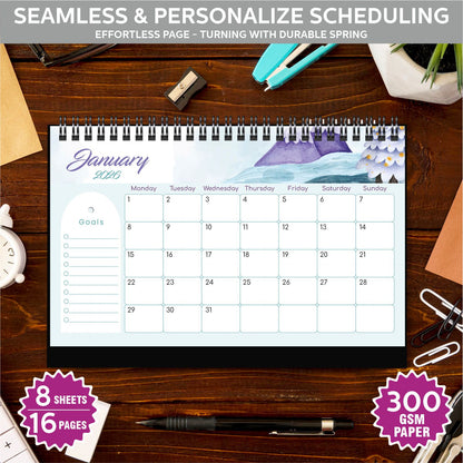 2026 Table Calendar | Desk Calendar for Office & Home | 12-Month Planner from January to December 2026 | Premium 300 GSM Paper | 5" x 8.25" Compact Desktop Calendar