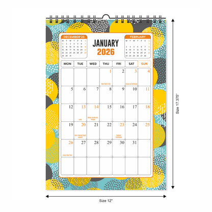 Dated 2026 Wall Calendar Perfect Large Modern Calendar Planning for Easy Organizing 12 x17 inch 12 Sheet
