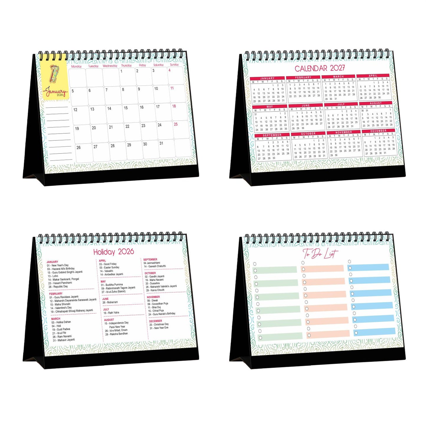 Desk Dated Calendar 2026 | A5 Size | Planner & Organizer | Home & Office Use