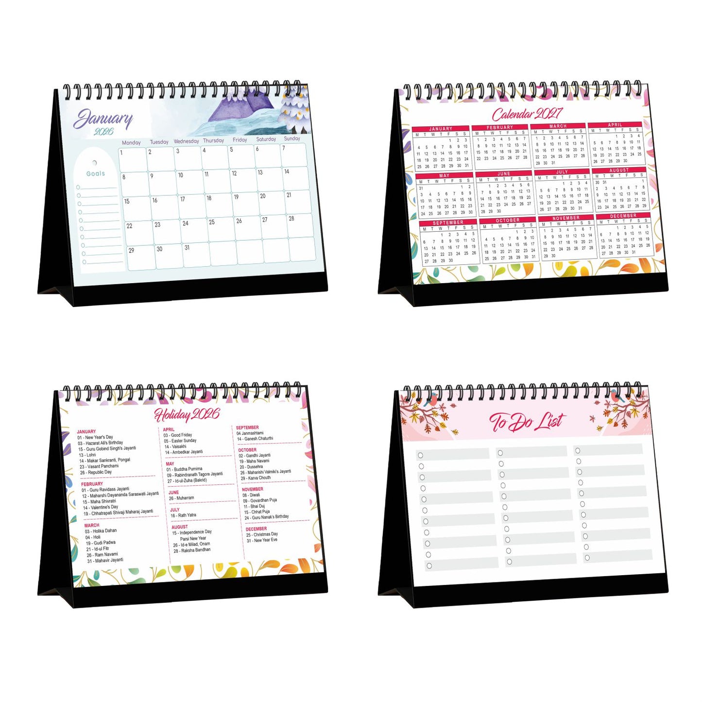 2026 Table Calendar | Desk Calendar for Office & Home | 12-Month Planner from January to December 2026 | Premium 300 GSM Paper | 5" x 8.25" Compact Desktop Calendar
