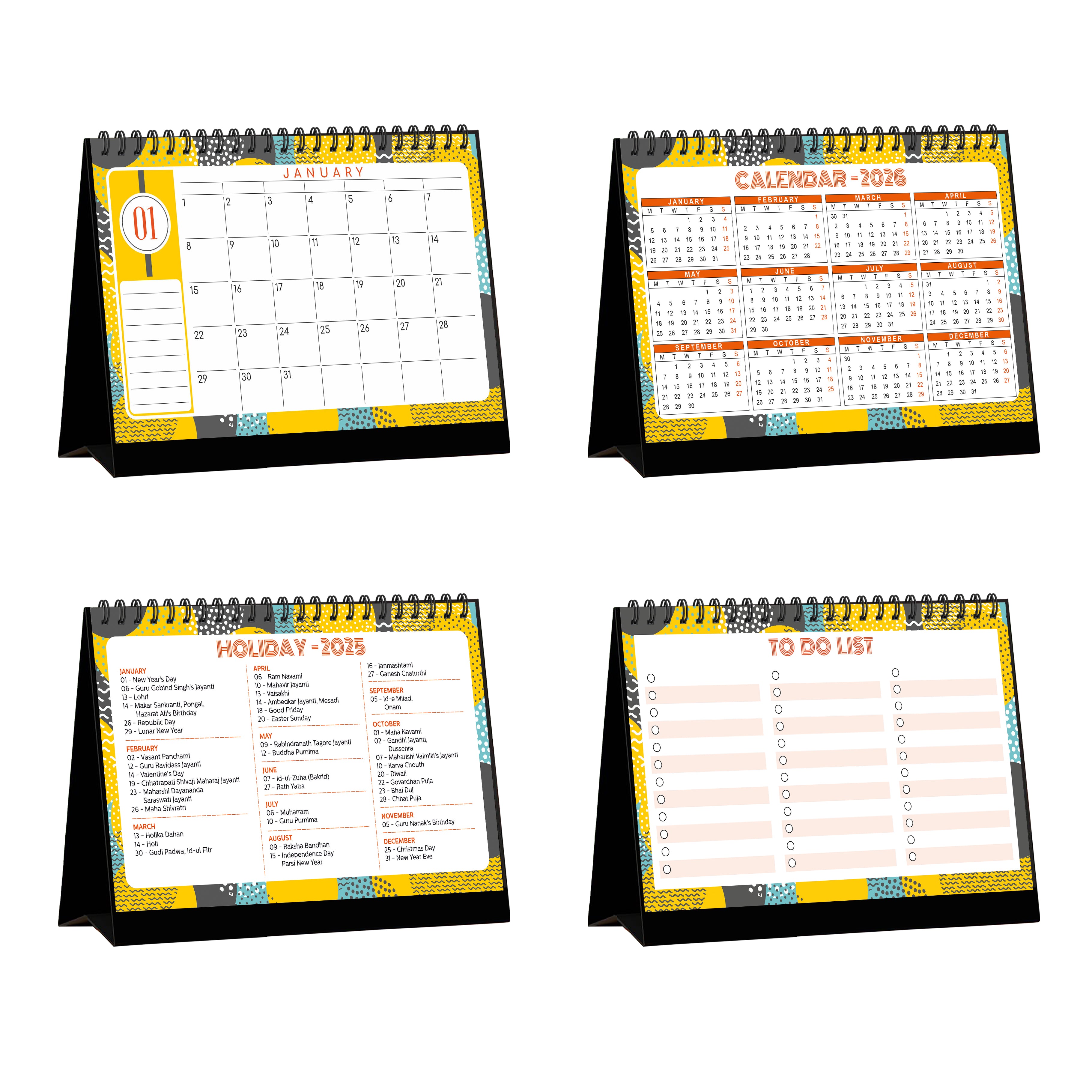 Undated Desk Calendar 2025 Planner