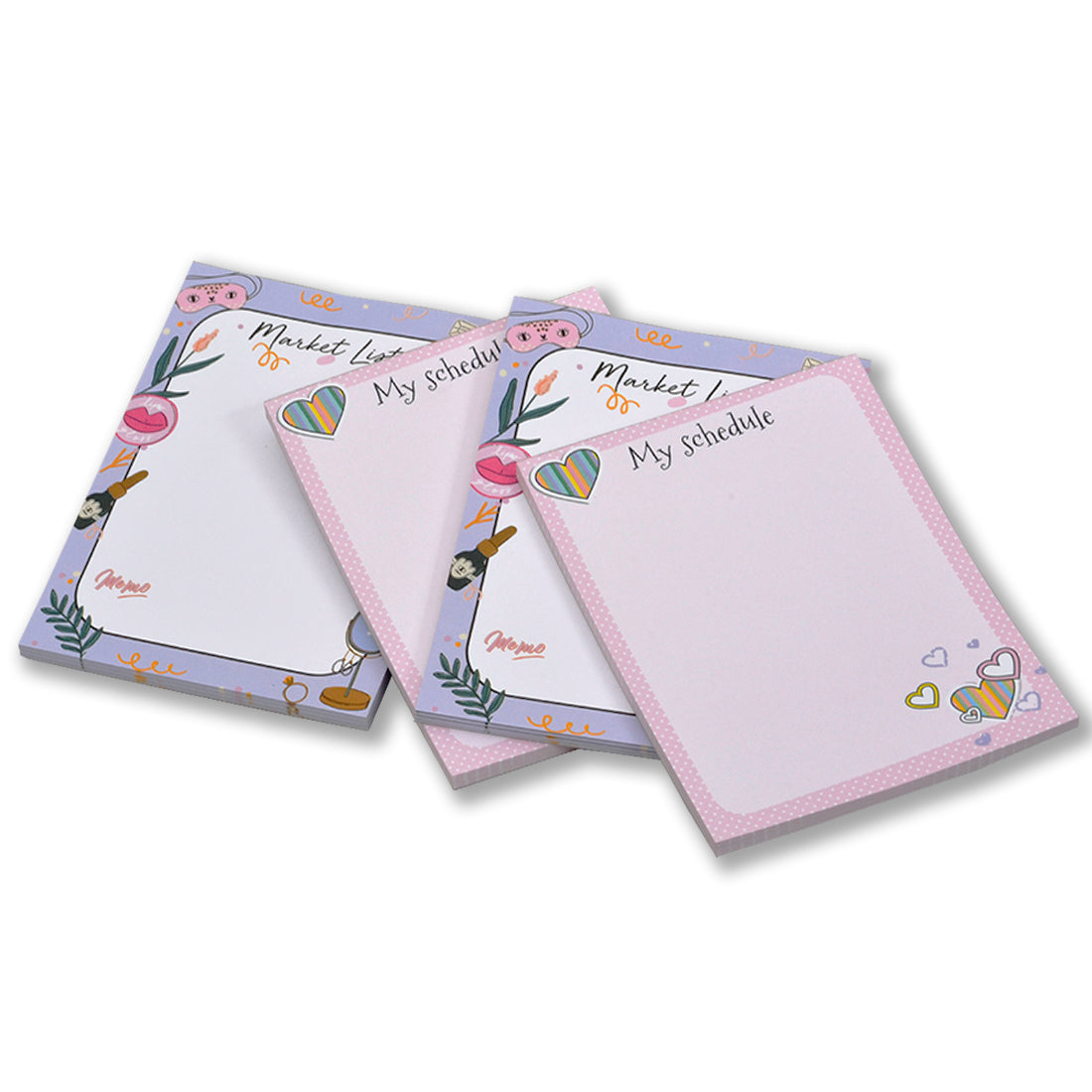 Collections to Do List Notepad Notes Tear-Off Pad, Memo Pad for Shopping Lists, Schedule, Appointments Set of 4 Writing Pads