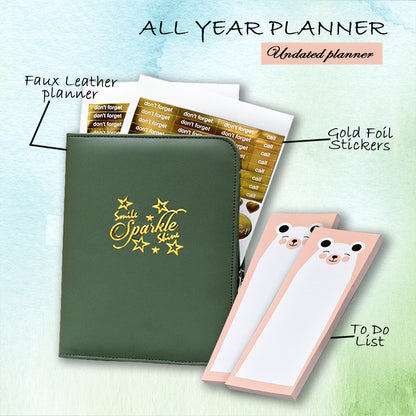 Exclusive Green Corporate business Undated diary / Organizer Planner Set with To-Do-List