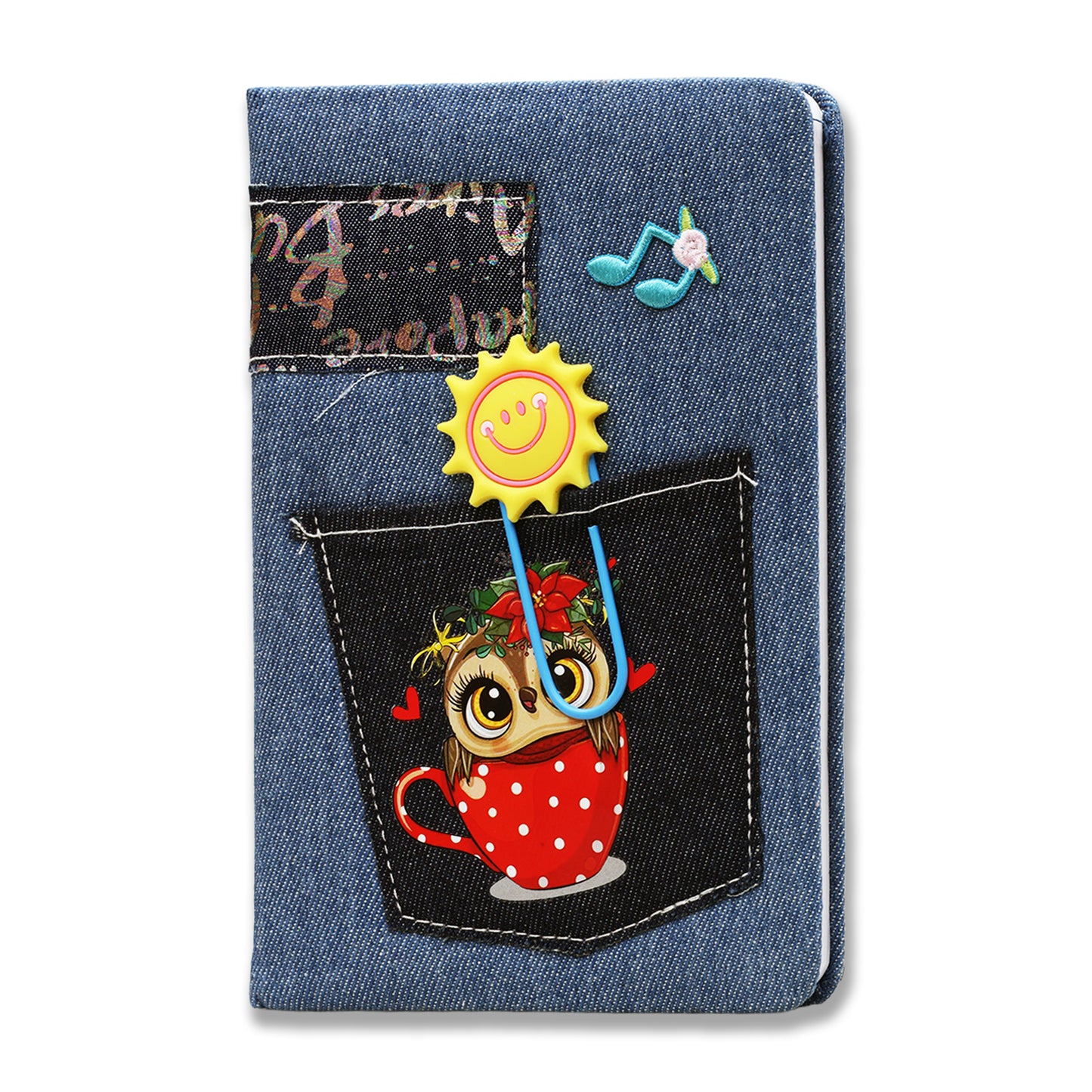 A5 Denim Diary with Front Pocket & Cute Bookmark | Hardbound Ruled Notebook 156 Pages 70 GSM Bleed Free Paper | Fabric Cover Journal for Writing, Notes | Gift for Men Women | Office Travel Diary