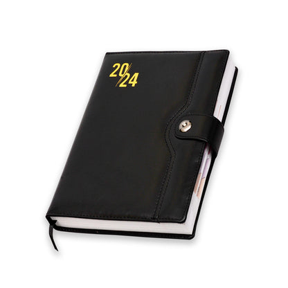 Black Appointment Planner & Journal 2024 for Professionals Work | Home | Office with pen