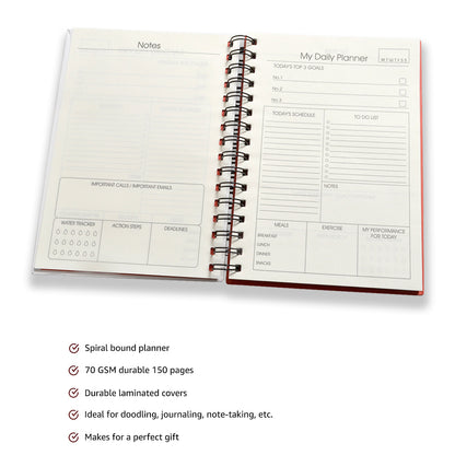 DAILY Wiro Bound Planner | Hardbound Diary | Daily Planner Diary with 150 pages