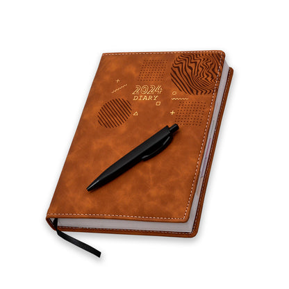 2024 Brown Calendar Desk Daily | Weekly | Monthly Planner Gift for Men & Women with pen for office going Men and Women with pen