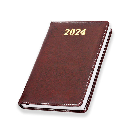 PU Leather Finish Hard Bound Executive Notebook Diary 2024 Daily Monthly Planner with Dates