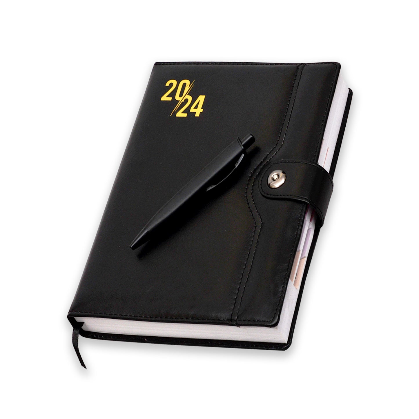 Black Appointment Planner & Journal 2024 for Professionals Work | Home | Office with pen