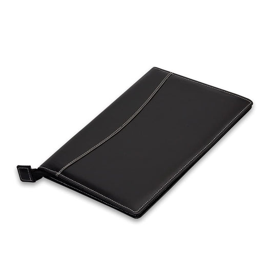 Black Faux Leather file and folder for certificate and document for student portfolio with Zip Expending