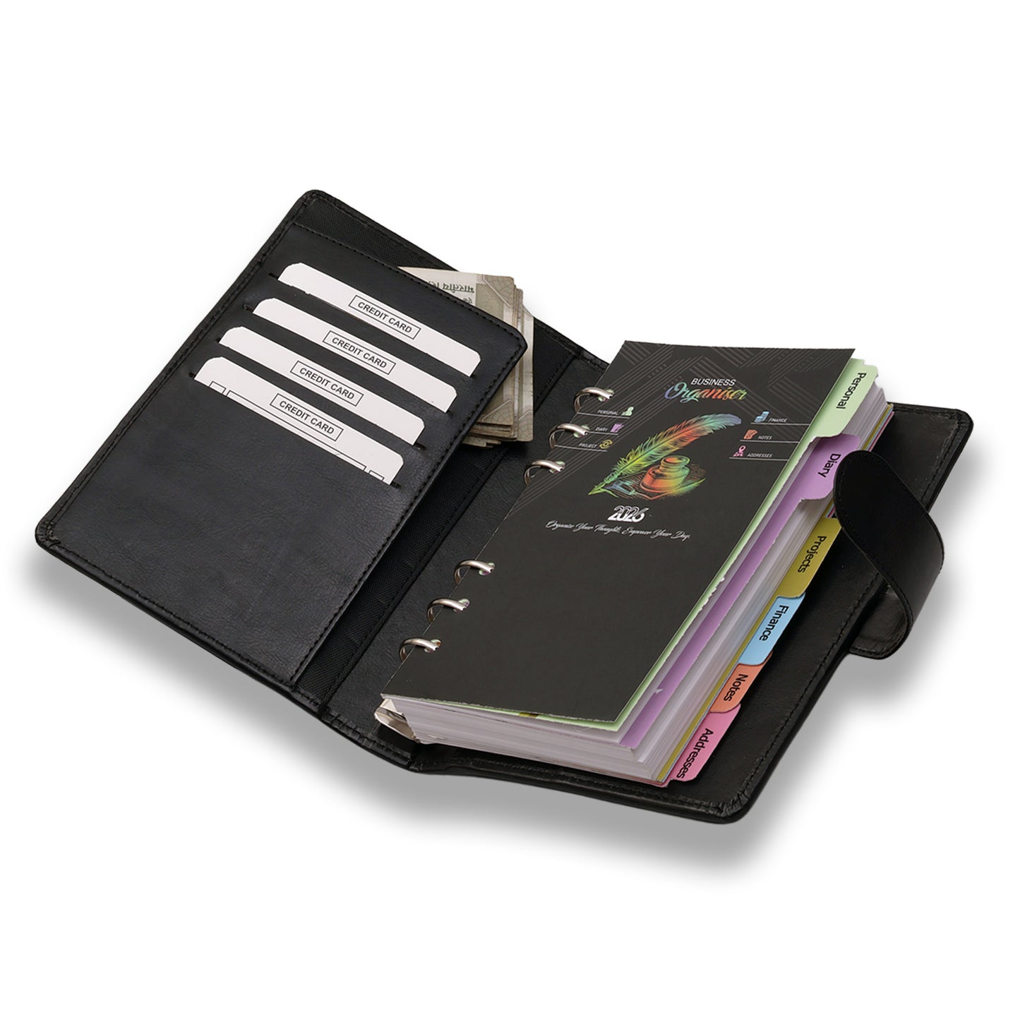 Black Corporate Faux Leather Diary 2026 Journal Planner For Daily Use