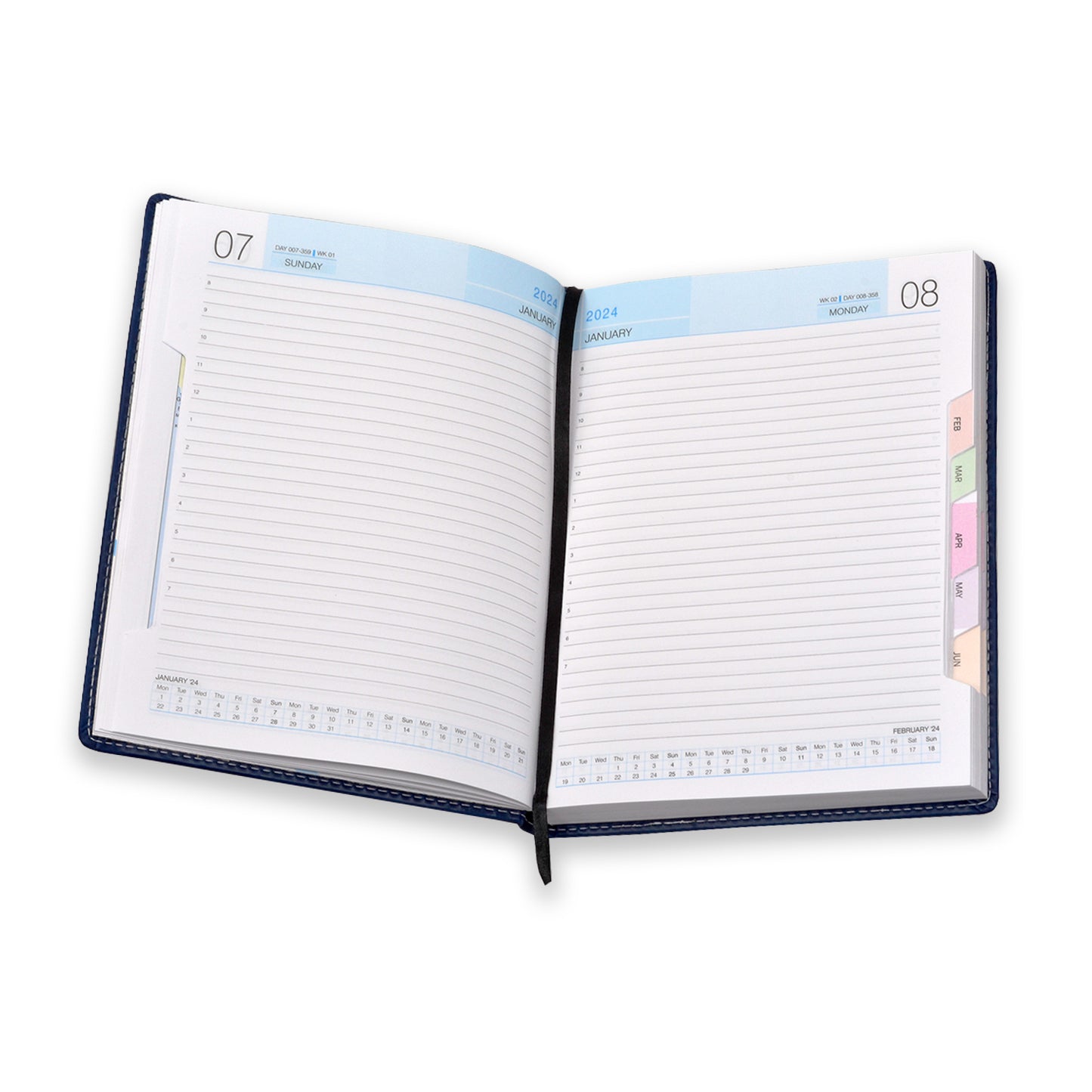 Blue 2024 Dated Planner; Guided Journal; Gratitude Journal with pen
