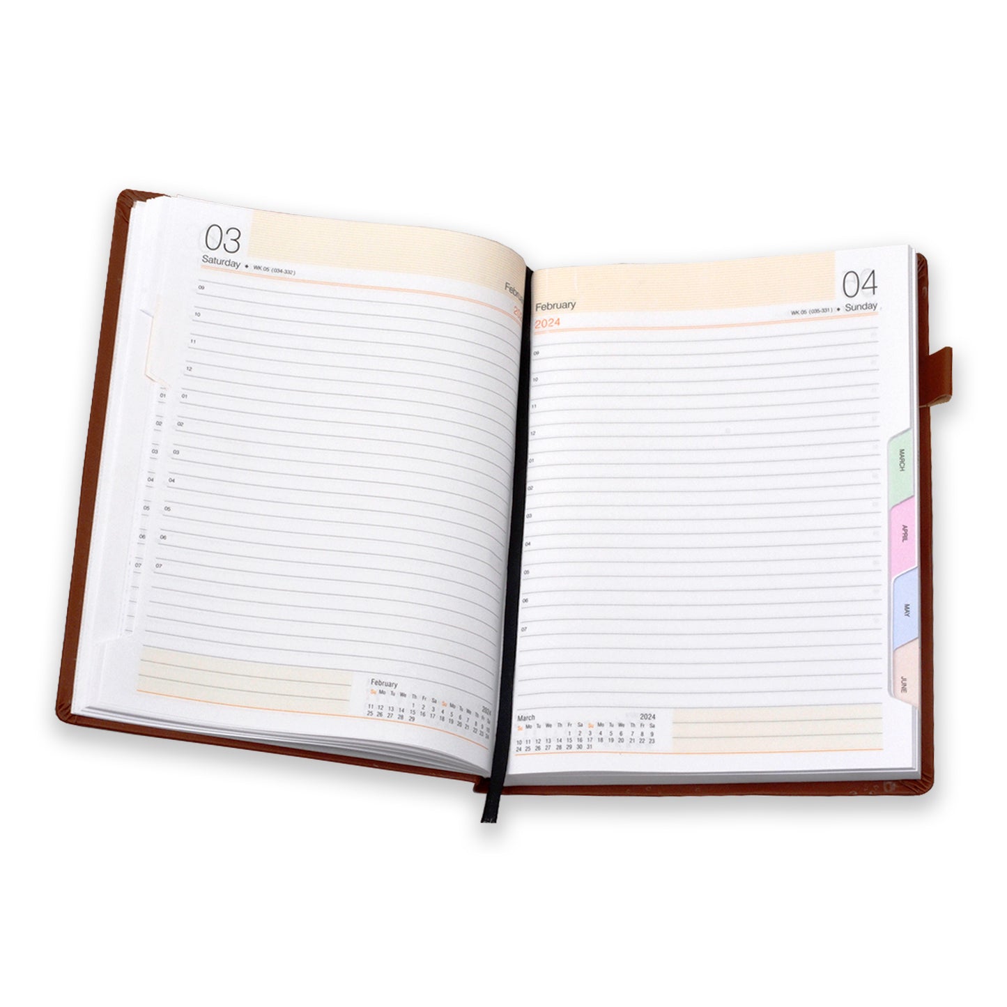 New Year Diary 2024 l Brown Executive Diary with Monthly & Year Planner