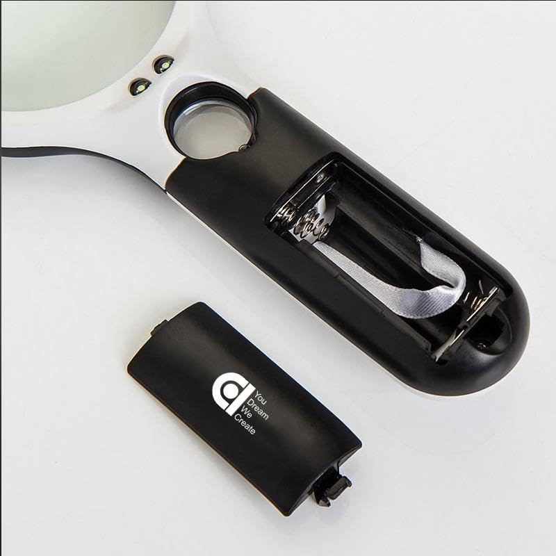 Magnifying Glass with 3 Led Light 3X & 45X Big Size Zoom Lenses for Seniors, Book and Newspaper Reading, Eyelash Extensions Magnifier Glass (Black and White)