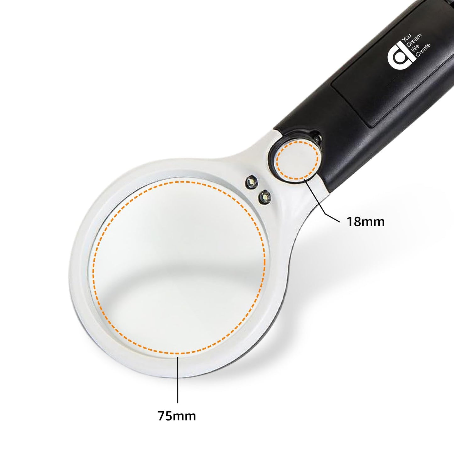Magnifying Glass with 3 Led Light 3X & 45X Big Size Zoom Lenses for Seniors, Book and Newspaper Reading, Eyelash Extensions Magnifier Glass (Black and White)